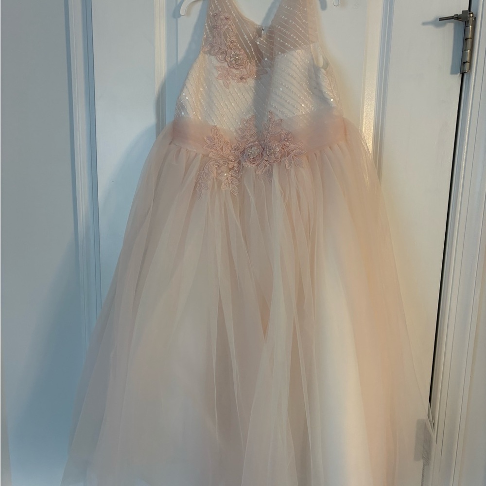 Elegant Pink and White Kids Dress